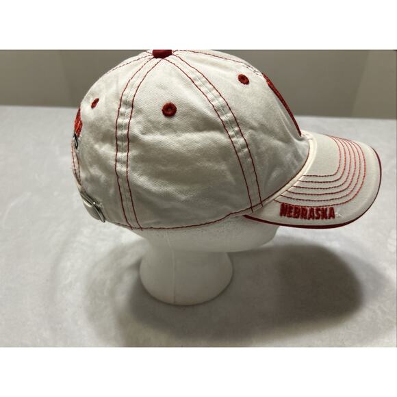 Vintage Adidas Nebraska Huskers Hat Cap Strapback One Size White Football NCAA - Picture 3 of 6